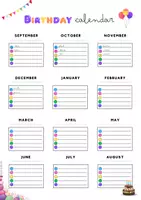 Aperçu - Affichage - Birthday Calendar - English Class - Page de couverture