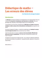 Aperçu - Fiches - Didactique de maths - Les erreurs des élèves par thème - Page de couverture