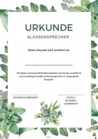 Vorschau - Anderer Materialtyp - Urkunde Klassensprecher*in + Stellvertreter*in - Seite 1