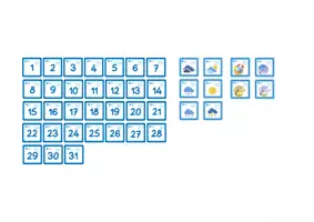 Vista previa - Tarjetas / Manipulativos - CALENDARIO MANIPULATIVO MARIPOSAS AZUL INGLÉS - página 3