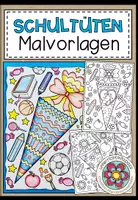 Vorschau - Mal- und Bastelvorlagen - Schultüten - 12 Ausmalbilder (2 Versionen) - Deckblatt