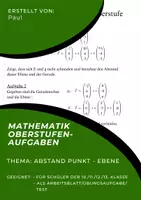Vorschau - Arbeitsblätter - Mathematik Aufgaben Abstand Ebene - Gerade - Deckblatt