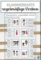 Vorschau - Aufgabenkarten - Klammerkarte "Verbformen regelmäßige Verben" DaZ / DaF / Deutsch - Seite 1