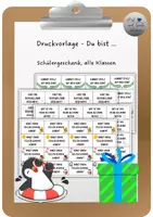 Vorschau - Anderer Materialtyp - Druckvorlage: Schülergeschenke zum Zeugnis (Du bist ...) - Deckblatt