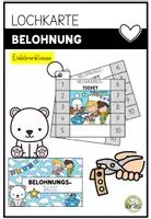 Vorschau - Präsentationen/Tafelbilder - Belohnungskarten Grundschule – Lochkarten Belohnungssystem – Klassentier Eisbärenklasse - Punch Card - Deckblatt