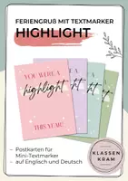 Vorschau - Anderer Materialtyp - Feriengrüße mit Mini-Textmarker: Du warst ein Highlight! - Deckblatt