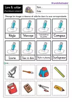 Vorschau - Arbeitsblätter - Lire et coller - Fournitures scolaires (français) - Seite 3