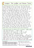 Vorschau - Arbeitsblätter - Lesespur_Von großen und kleinen Tieren 2./3. Kl. - Seite 1