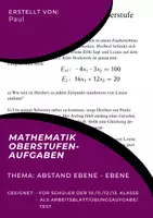 Vorschau - Arbeitsblätter - Mathematik Aufgaben Abstand Ebene - Ebene - Deckblatt