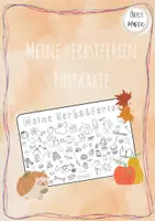 Vorschau - Mal- und Bastelvorlagen - Meine Herbstferien Postkarte - Deckblatt