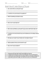 Vorschau - Arbeitsblätter - AB mit Fragen zum Thema "Donald Trump" + Lösungsblatt + Infografik - Deckblatt