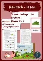 Vorschau - Arbeitsblätter - Der Schmetterling: Lesespurgeschichte, Klasse 2-4 - Deckblatt