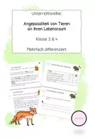 Vorschau - Unterrichtsreihen - Angepasstheit von Tieren an ihren Lebensraum - Deckblatt