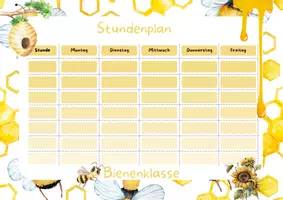Vorschau - Poster - Stundenplan Bienenklasse Klassentier wunderschöne Details - Deckblatt