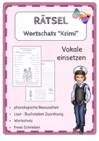 Vorschau - Arbeitsblätter - Rätsel Vokale einsetzen Wortschatz Krimi Detektivgeschichten - Deckblatt