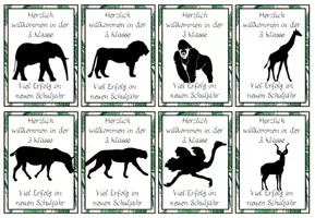 Vorschau - Bildkarten - Willkommenskärtchen Safariklasse schwarz #Klassentier - Seite 3