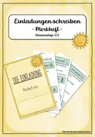 Vorschau - Fördermaterial/Inklusion - Einladungen schreiben - Merkheft - Deckblatt