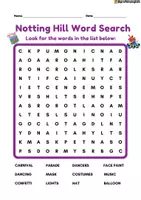 Vista previa - Hojas de trabajo - Notting Hill Wordsearch! - página 2