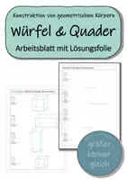 Vorschau - Arbeitsblätter - Quader und Würfel konstruieren (Schrägriss) - Arbeitsblatt mit Lösungsfolie - Deckblatt