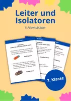 Vorschau - Arbeitsblätter - Leiter und Isolatoren - 7. Klasse - Physik - Deckblatt