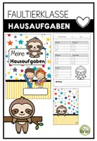 Vorschau - Arbeitsblätter - Hausaufgabenheft - Hausaufgaben - Faultierklasse - Faultier - Deckblatt