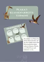 Vorschau - Poster - Plakat Klassenarbeitstermine - Dino-Motto - Deckblatt
