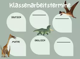 Vorschau - Poster - Plakat Klassenarbeitstermine - Dino-Motto - Seite 1