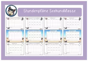Vorschau - Poster - editierbarer Stundenplan Seehundklasse #Klassentier - Deckblatt