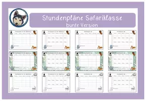 Vorschau - Poster - editierbarer Stundenplan Safariklasse hell #Klassentier - Deckblatt
