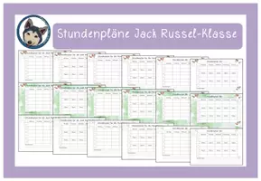 Vorschau - Poster - editierbarer Stundenplan Hundeklasse #Jack Russel #Klassentier - Deckblatt