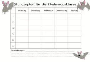 Vorschau - Poster - editierbarer Stundenplan Fledermausklasse #Klassentier - Seite 3