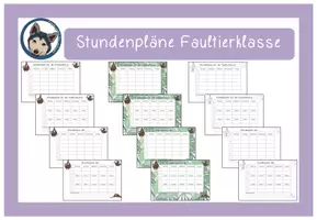 Vorschau - Poster - editierbarer Stundenplan Faultierklasse #Klassentier - Deckblatt
