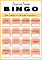 Vorschau - Arbeitsblätter - Sommerferien Bingo - kostenlos - Seite 1
