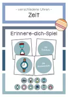 Vorschau - Stationenlernen - Zeit: verschiedene Uhren - Erinnere-dich-Spiel - Deckblatt
