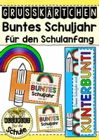 Vorschau - Anderer Materialtyp - Grusskärtchen für den Schuljahresbeginn - buntes Schuljahr - Deckblatt