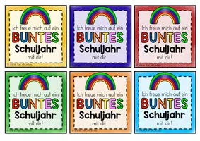 Vorschau - Anderer Materialtyp - Grusskärtchen für den Schuljahresbeginn - buntes Schuljahr - Seite 1