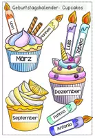 Vorschau - Mal- und Bastelvorlagen - Geburtstagskalender - Cupcakes - inklusive aller Cliparts - leere Vorlagen - Seite 1