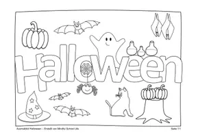 Vorschau - Arbeitsblätter - Ausmalbild Halloween-Schriftzug - Deckblatt