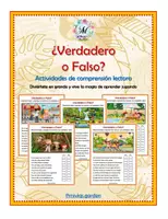 Vista previa - Hojas de trabajo - Verdadero o Falso - Actividades comprensión lectora - Portada