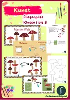 Vorschau - Mal- und Bastelvorlagen - Fliegenpilze_Kunstprojekt_Klasse 1-3, Herbst - Deckblatt