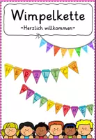 Vorschau - Mal- und Bastelvorlagen - Wimpelkette_Herzlich willkommen - Deckblatt