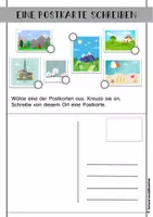 Vorschau - Arbeitsblätter - Eine Postkarte schreiben: Schreibanlässe / Tafelmaterial / AB und LZK - Seite 1