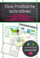 Vorschau - Arbeitsblätter - Eine Postkarte schreiben: Schreibanlässe / Tafelmaterial / AB und LZK - Deckblatt