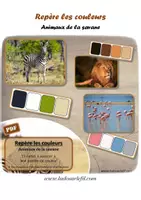 Aperçu - Jeux - Repère les couleurs - Animaux de la savane - Page de couverture