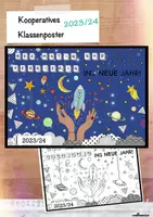 Vorschau - Mal- und Bastelvorlagen - Kooperatives Poster 2023/24 Klassenposter Neues Schuljahr Klassengemeinschaft stärken #edukiknaller - Deckblatt
