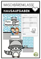 Vorschau - Arbeitsblätter - Hausaufgabenheft - Hausaufgaben - Waschbärenklasse - Waschbär - Deckblatt