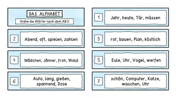 Vorschau - Stationenlernen - Wörter nach dem Alphabet ordnen - Auftragskarten - Seite 1