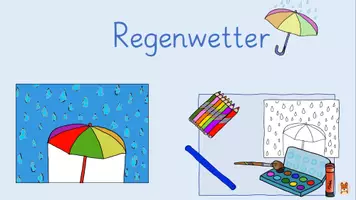 Vorschau - Mal- und Bastelvorlagen - Regenwetter - Herbst Frühling Kunst 2./3. Klasse - Bastelfolie Wasserfarbe - Seite 1