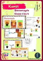 Vorschau - Mal- und Bastelvorlagen - Blätterkopf_Kunstprojekt_Klasse 1_4_Herbst - Deckblatt