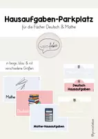 Vorschau - Poster - Hausaufgaben-Parkplatz für die Fächer Deutsch & Mathe - Deckblatt